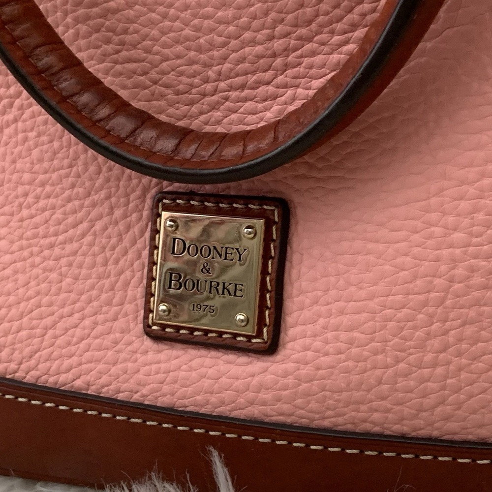 Dooney Bourke Pebble Grain Zip Satchel Leather Handbag Purse Pink READ - Picture 2 of 10
